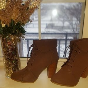 Laceup Chunky Heel Booties